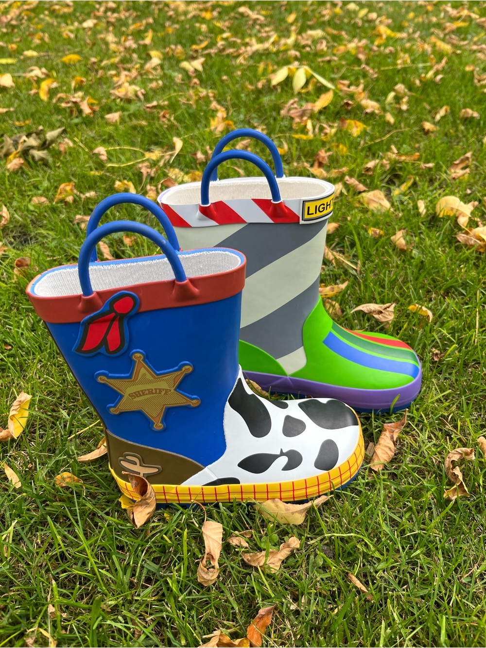 Kids Toy-Inspired Rain Boots - Blue, White, Green size C9-C11